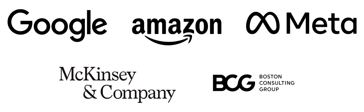 Companies: Google, Amazon, Meta, McKinsey & Company, BCG Boston Consulting Group